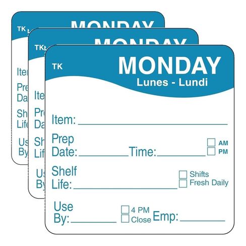 DayMark Safety Systems ToughMark IT114368-1-MON Trilingual Repositionable Label, Monday, 2" x 2", Blue, Roll of 500 in Saudi Arabia