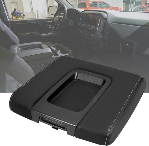 Center Console Lid Compatible with Chevy Silverado 1500 2500HD 3500HD 2014-2018, GMC Sierra 1500 2500HD 3500HD, Replacement for 22881398, Front Armrest Cover with Liner Mat Black in Saudi Arabia