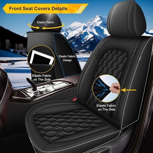 Front Seats Covers Fit for Subaru Outback 2007-2025 2026 Waterproof Seat Cushions Luxury Leather Automotive Seat Covers with Beautiful Patterns Seat Protectors(2 Seats,Black) in Saudi Arabia