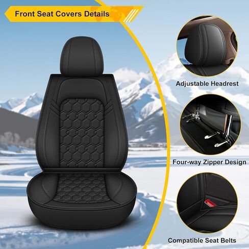 Front Seats Covers Fit for Subaru Outback 2007-2025 2026 Waterproof Seat Cushions Luxury Leather Automotive Seat Covers with Beautiful Patterns Seat Protectors(2 Seats,Black) in Saudi Arabia