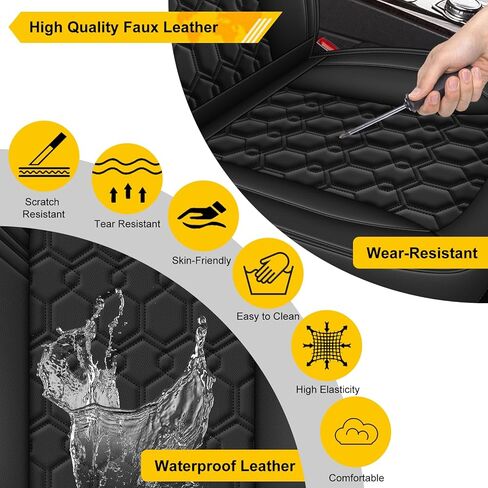 Front Seats Covers Fit for Subaru Outback 2007-2025 2026 Waterproof Seat Cushions Luxury Leather Automotive Seat Covers with Beautiful Patterns Seat Protectors(2 Seats,Black) in Saudi Arabia