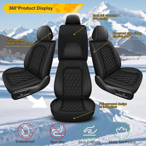 Front Seats Covers Fit for Subaru Outback 2007-2025 2026 Waterproof Seat Cushions Luxury Leather Automotive Seat Covers with Beautiful Patterns Seat Protectors(2 Seats,Black) in Saudi Arabia