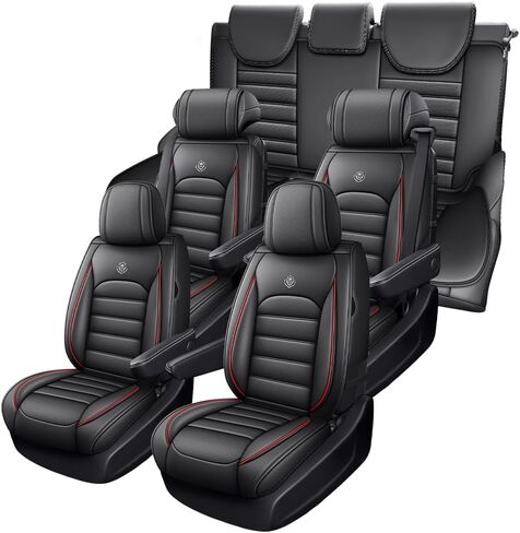 Car Seat Cover for Hyundai Palisade Seat Covers for Cars 2020-2026,SUV Waterproof Leather Car Seat Covers Full Set,Airbag Compatible Car Seat Protector,7 Seats Black in Kuwait