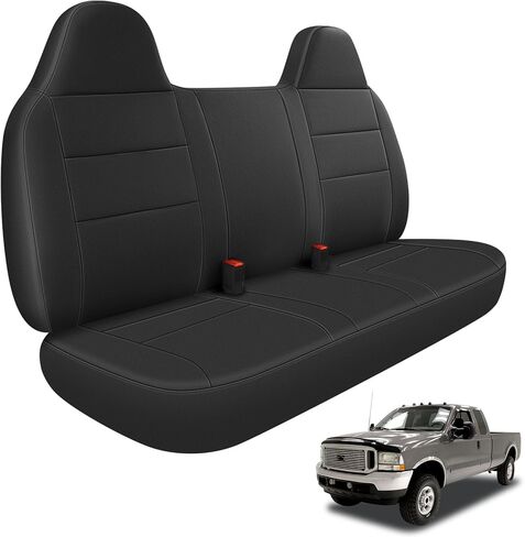 غطاء مقعد أمامي متوافق مع 1995-2010 Ford F-250/F350/F450، غطاء مقعد مبطن بالجلد والفوم مقاوم للماء، أسود in Kuwait