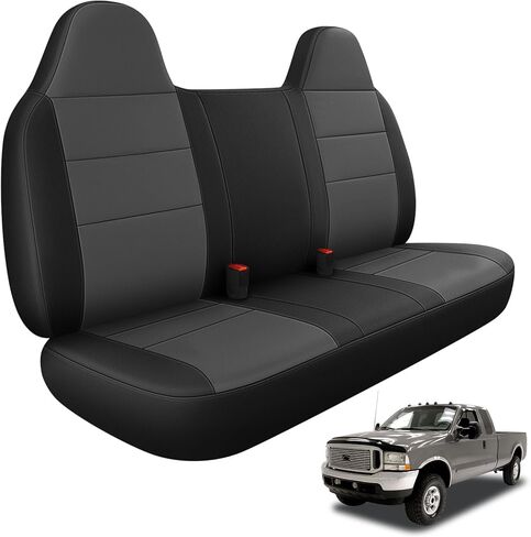 غطاء مقعد أمامي متوافق مع 1995-2010 Ford F-250/F350/F450، غطاء مقعد مبطن بالجلد والفوم مقاوم للماء، أسود in Kuwait