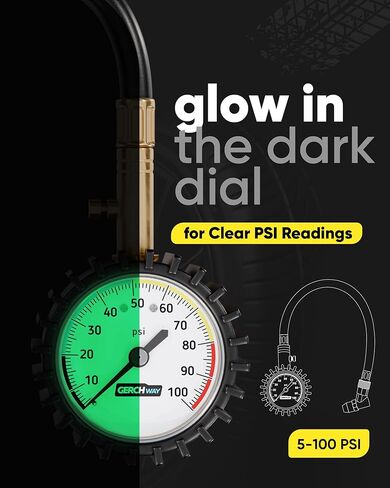 Tire Pressure Gauge 100 PSI - Large Dial Numbers & 45° Angle Chuck, Accurate Air Pressure Gauge for Tires in Saudi Arabia