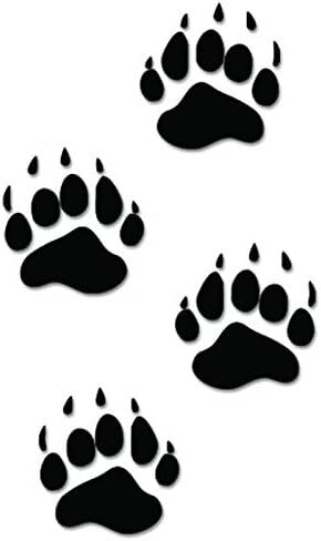 Black Bear Paws Print Tracks Hunting Vinyl Decal Sticker for Vehicle Car Truck Window Bumper Wall Decor - [6 inch/15 cm Tall] - Gloss Black Color in Saudi Arabia