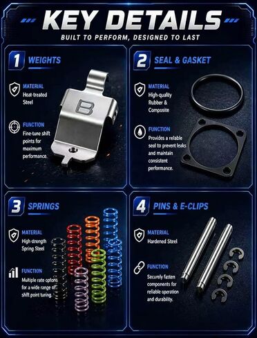 A44681-4K Superior K018 Steel Transmission Governor Shift Point Kit – Adjustable Springs & Weights for TH350, TH400, 700R4, TH250C | Fix Shift Points After Rear End Gear Changes in Kuwait