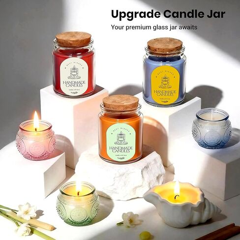 113Pcs Candle Making Kit for Adults, Complete Soy Wax Candle Making Supplies, 6 Glass Jars & 1 Special Stylish Jar, 6 Fragrance Oils, Molds, Wicks, 2 Pots–Beginner Friendly DIY Craft Kit for Women Men in Saudi Arabia