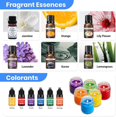113Pcs Candle Making Kit for Adults, Complete Soy Wax Candle Making Supplies, 6 Glass Jars & 1 Special Stylish Jar, 6 Fragrance Oils, Molds, Wicks, 2 Pots–Beginner Friendly DIY Craft Kit for Women Men in Saudi Arabia