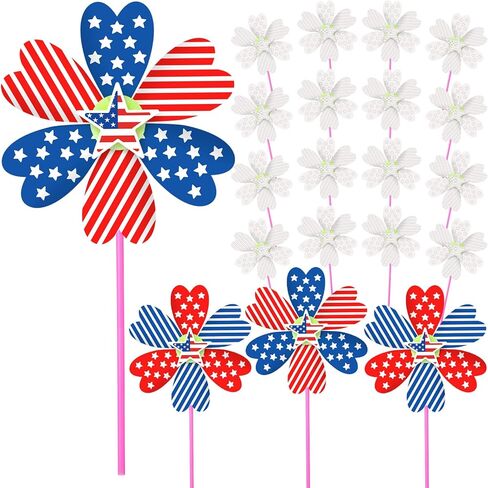 Teyva Daily 24 Pack 4th of July Coloring Pinwheel Craft Kits DIY Independence Day Decoration Coloring Craft Kit Bulk Patriotic Decorations for Acitivity Memorial Veterans Flag Day Activities in Kuwait