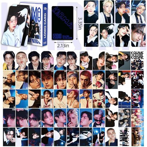 Japior 172pcs SKZ Merch New Karma Album Gift Set Including 55 Postcards, 95 SKZ Stickers, 16 LOMO Cards, 2 Pins,2 Phone Ring Holder,1 Keychain, 1 Necklace with Drawstring Bag for Stray Kids'Fans in Saudi Arabia