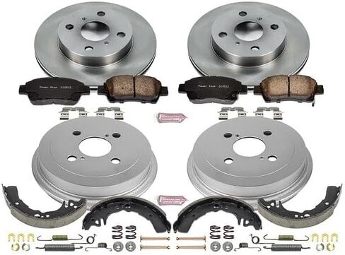 Power Stop KOE15203DK Autospecialty Front and Rear Replacement Brake Kit-OE Brake Drums & Ceramic Brake Pads For Toyota Echo 2000 [Model Specific] in Kuwait