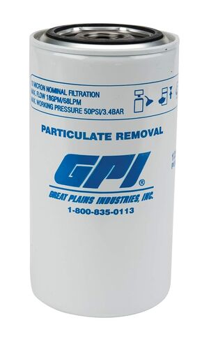 GPI P-18-10-1 Particulate Filter, 18 GPM (67L/min), 10 Micron, 1-12 UNF (GPI Genuine Accessory 129300-01) in Kuwait