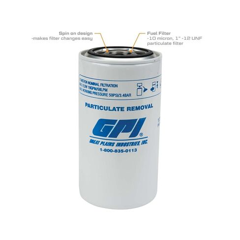 GPI P-18-10-1 Particulate Filter, 18 GPM (67L/min), 10 Micron, 1-12 UNF (GPI Genuine Accessory 129300-01) in Kuwait