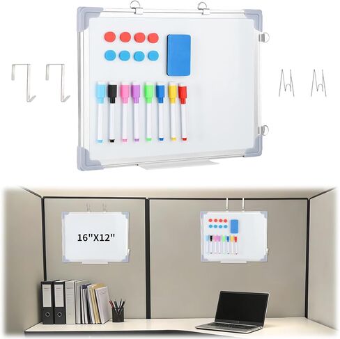 Magnetic Cubicle whiteboard : 16x12 in Cubicle Door Dry Erase Board with Two Categories Hooks for Cubicle Walls with Easy to Install, Portable Hanging White Board for Home Dorm Room Office in Saudi Arabia