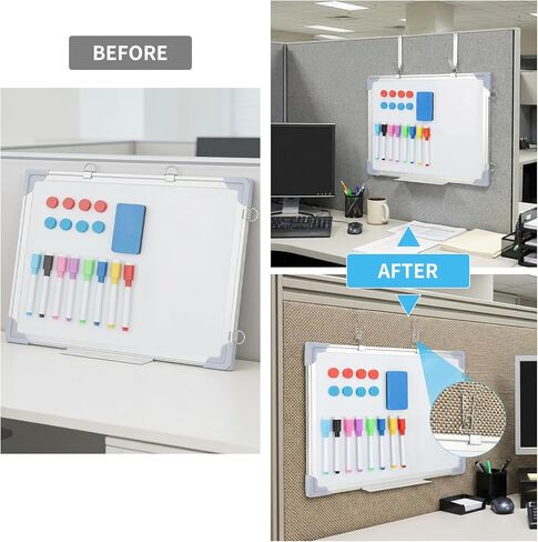 Magnetic Cubicle whiteboard : 16x12 in Cubicle Door Dry Erase Board with Two Categories Hooks for Cubicle Walls with Easy to Install, Portable Hanging White Board for Home Dorm Room Office in Saudi Arabia