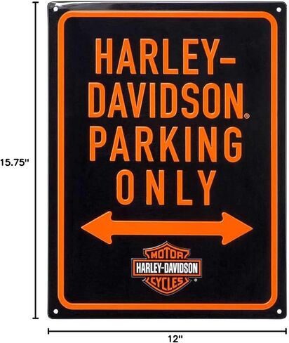 Harley-Davidson Embossed Parking Only B&S Logo Tin Sign - 12 x 15.75 inches in Kuwait