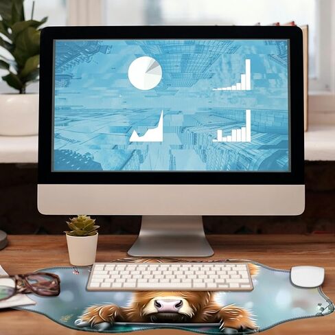 Baby Highland Cow Flower Theme 35.4x15.7 Desk Mat Large Mouse Pad for Desk Rubber Base Mousepad with Stitched Edges Big Desk Pad for Work, Game, Office, Home in Saudi Arabia