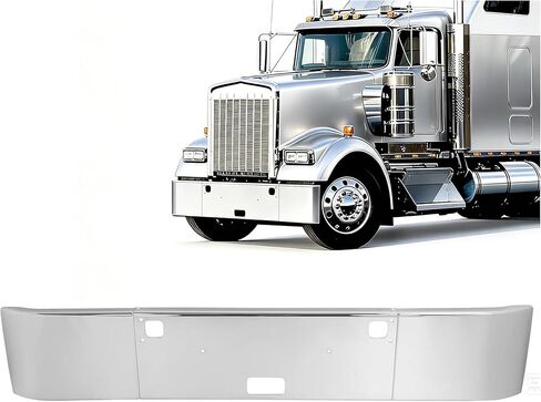 ALMULOO Front Bumper Face Bar Compatible with 1982+ Kenworth W900B / W900L Front Bumper Cover Steel Chrome Silvery in Kuwait