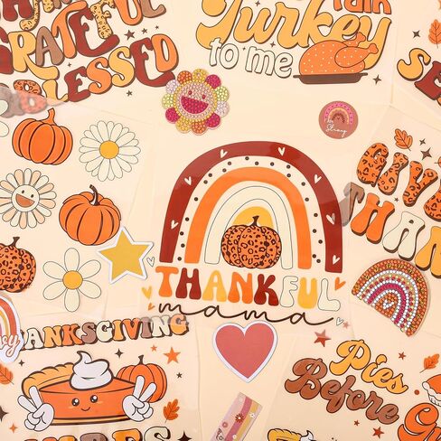 Whaline 16Pcs Groovy Boho Heat Transfer Vinyl Stickers Retro Hippie Iron on Vinyl HTV Patches Colorful Boho Rainbow Daisy Pattern Iron on Transfers Stickers for Fabric T-Shirts Hat Bag DIY Crafts in Saudi Arabia