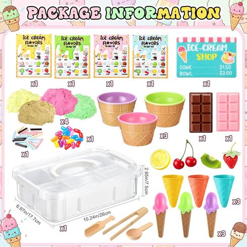 Thenshop Ice Cream Stand Sensory Bin Summer Sensory Bin Filler Sandbox Play Sand Kit Education Activities DIY Making Kit for Play Ideal Decorations Gift Summer Sorting Counting Training in Kuwait