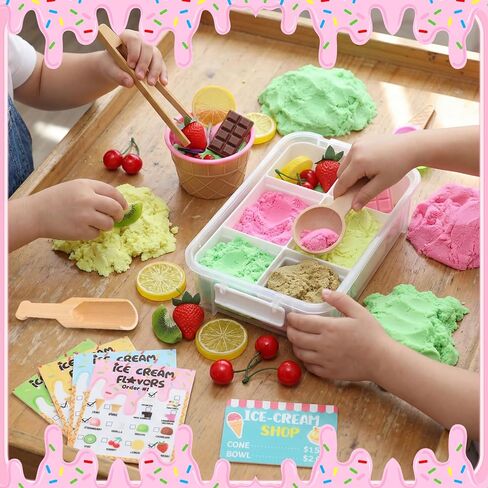 Thenshop Ice Cream Stand Sensory Bin Summer Sensory Bin Filler Sandbox Play Sand Kit Education Activities DIY Making Kit for Play Ideal Decorations Gift Summer Sorting Counting Training in Kuwait