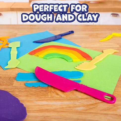 READY 2 LEARN Dough Cutting Tools | 4 Piece Playdough Accessories | 2 Knives and 2 Spatulas | Clay and Dough Tools for Toddlers | Chunky Plastic Cutters in Kuwait