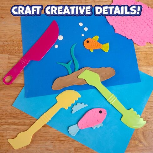 READY 2 LEARN Dough Cutting Tools | 4 Piece Playdough Accessories | 2 Knives and 2 Spatulas | Clay and Dough Tools for Toddlers | Chunky Plastic Cutters in Kuwait