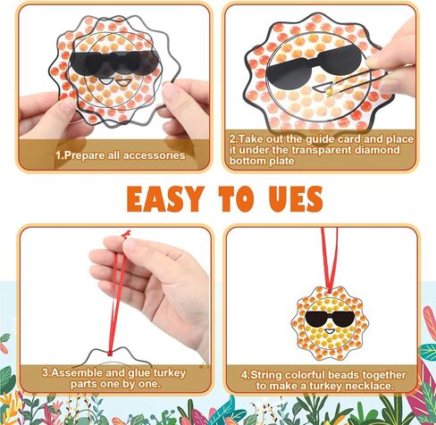 Mooliwe 24 Sets Summer Craft Kit Summer Diamond Art Kits DIY Suncatcher Hanging Ornament with Color Guides Gemstone Sun Catcher Stickers Diamond Crafts for School Home Activity Party Favors in Saudi Arabia