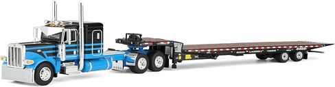 First Gear DCP 1/64 Peterbilt 389 Flat Top Sleeper Semi Truck with Landoll 440B-50CA Traveling Axle Trailer, Blue/Black 60-2190 in Saudi Arabia