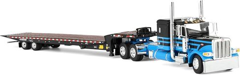 First Gear DCP 1/64 Peterbilt 389 Flat Top Sleeper Semi Truck with Landoll 440B-50CA Traveling Axle Trailer, Blue/Black 60-2190 in Saudi Arabia