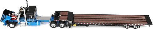 First Gear DCP 1/64 Peterbilt 389 Flat Top Sleeper Semi Truck with Landoll 440B-50CA Traveling Axle Trailer, Blue/Black 60-2190 in Saudi Arabia