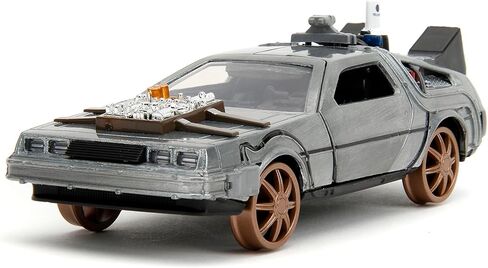 Delorean DMC (Time Machine) Brushed Metal Train Wheel Version Back to The Future Part III (1990) Movie Hollywood Rides Series 1/32 Diecast Model Car by Jada 34786 in Saudi Arabia
