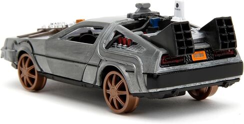 Delorean DMC (Time Machine) Brushed Metal Train Wheel Version Back to The Future Part III (1990) Movie Hollywood Rides Series 1/32 Diecast Model Car by Jada 34786 in Saudi Arabia