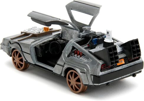 Delorean DMC (Time Machine) Brushed Metal Train Wheel Version Back to The Future Part III (1990) Movie Hollywood Rides Series 1/32 Diecast Model Car by Jada 34786 in Saudi Arabia