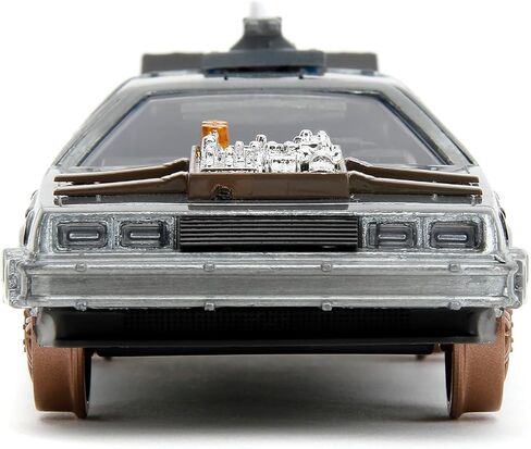 Delorean DMC (Time Machine) Brushed Metal Train Wheel Version Back to The Future Part III (1990) Movie Hollywood Rides Series 1/32 Diecast Model Car by Jada 34786 in Saudi Arabia