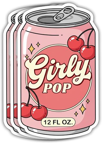 VOTANTA (3 Pcs, 3 inch) - Girly Pop Sticker, Coquette Girlie Pop Soda Can Stickers, I'm Literally Just A Girl Decals, Girly 2000s Y2K Decal Gifts Decoration for Laptops, Phones, Water Bottles in Saudi Arabia