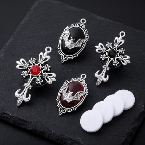 4 Pcs Gothic Car Accessories, Bat Cross Car Vent Clips, Red Black Goth Car Vent Charms with Unscented Felt Pads in Saudi Arabia