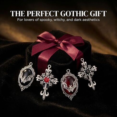 4 Pcs Gothic Car Accessories, Bat Cross Car Vent Clips, Red Black Goth Car Vent Charms with Unscented Felt Pads in Saudi Arabia