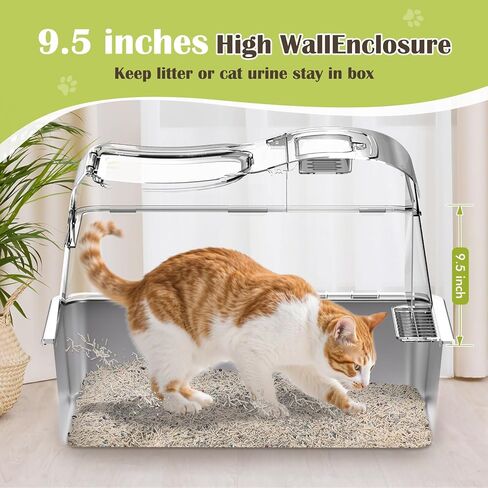 Rywell Stainless Steel Litter Box, Covered XL Extra Large Cat Litter Box Enclosure, Metal Kitty Litter Box with Lid, Litter Scoop, Filter Pedal and Litter Mat, Anti-Leakage, Non-Stick, Easy to Clean in Saudi Arabia