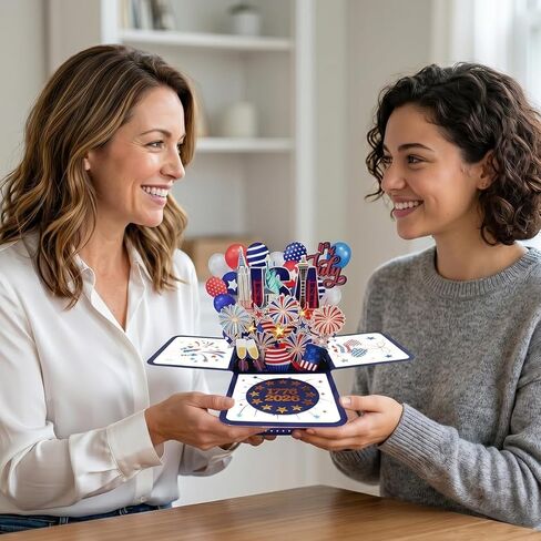 250th Anniversary Independence Day Card, 3D Pop Up 4th of July Card, 1776 2026 USA Patriotic Gift for Men and Women, with Note Card and Luxury Envelope in Saudi Arabia