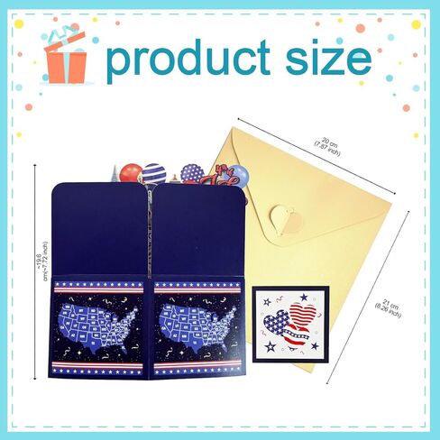 250th Anniversary Independence Day Card, 3D Pop Up 4th of July Card, 1776 2026 USA Patriotic Gift for Men and Women, with Note Card and Luxury Envelope in Saudi Arabia