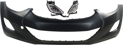 Go-Parts - Front Bumper Cover for Hyundai Elantra 2011-2013, Primed (Ready to Paint), 3-Piece Kit with Fog Lights, Sedan Replacement 865113Y000,922013X000,922023X000 in Kuwait