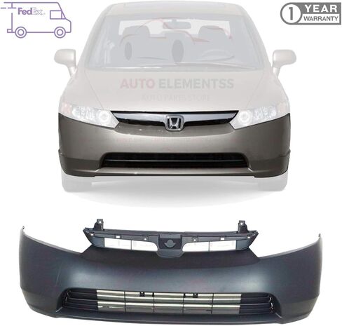 Front Bumper Cover Primed Plastic For 2006-2008 Honda Civic Sedan Direct Replacement 04711SNEA90ZZ in Kuwait