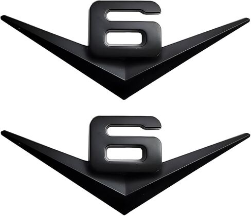 Pair Set V6 Emblem Engine V-6 Badge Logo Metal Badge Sticker Fits for Universal Truck Car Pickup SUV Auto Rear Side (Silver) in Kuwait