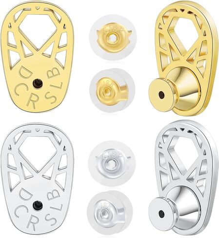 Earring Backs for Droopy Ears, DCRSLB Earring Lifters Back for Heavy Earrings 4PCS Diamond Shape Support Backings Replacements Plus 4PCS Silicone Backers Locking for Studs,Mixed Color in Saudi Arabia