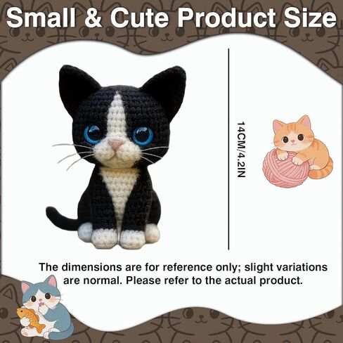 DIY Crochet Cat Kit for Beginners – Amigurumi Tuxedo Cat Stuffed Animal Knitting Kit with Yarn, Hook, Safety Eyes & Step-by-Step Instructions – Easy Beginner Crochet Animal Craft Set for Adults in Saudi Arabia