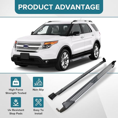JIAHE Auto Running Boards Side Steps for Ford Explorer 4 Door 2013-2018,Aluminum Textured Black Nerf Bars w/ 300LBS Capacity,Direct Fit Easy Installation/Anti-Slip in Saudi Arabia