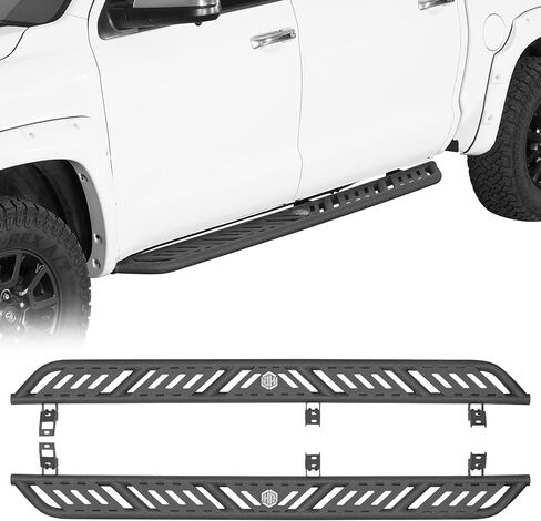 خطوات جانبية للوحة الجري Hooke Road Tundra CrewMax لعام 2007-2021 Toyota Tundra CrewMax (4 أبواب بالحجم الكامل)، قضبان نيرف للسكك الحديدية ذات الأنبوب الفولاذي بعرض 7.5 بوصة مع وسادات مضادة للانزلاق in Kuwait